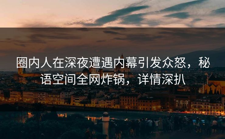 圈内人在深夜遭遇内幕引发众怒，秘语空间全网炸锅，详情深扒